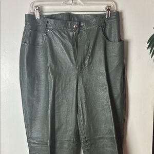 Newport News Forest Green Leather Straight Leg Jeans​